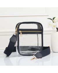 Fashnzfab - Solid Faux Leather Transparent Rectangle Crossbody Bag - Lyst