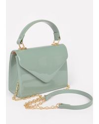 Fashnzfab - Enamel Faux Leather Top Handle Bag - Lyst