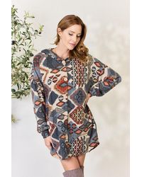 TRUEDAMES - Full Size Printed Button Up Hooded Jacket - Lyst