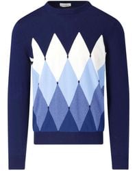 Ballantyne - Argyle Front Solid Back Sweater - Lyst