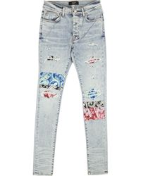 Amiri Blue Art Patch Jeans for Men | Lyst