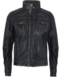 Infinity Leather - Biker Distressed Motorcycle Jacket - Lyst