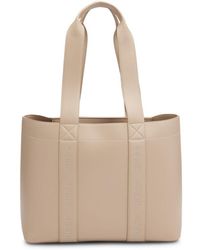 HUGO - Leather Tote Bag With Embossed Logo - Lyst