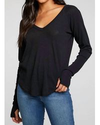 Chaser Brand - Heritage Waffle Long Sleeve Double V Neck Shirttail Tee - Lyst