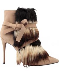 Carrano - Leather Stiletto Bootie With Fur - Lyst