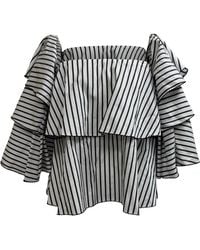 Caroline Constas - Striped Off-Shoulder Blouse - Lyst