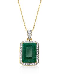 Ross-Simons - Emerald And . Diamond Pendant Necklace - Lyst