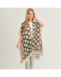 TRUEDAMES - Abstract Pattern Print Cover Up Kimono Poncho - Lyst