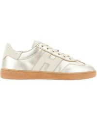 Hogan - Low-Top Leather Sneakers With Metallic Sheen And Logo Detail - Lyst