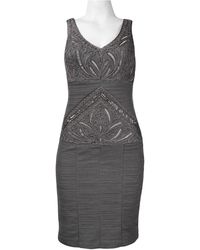 Sue Wong - V-Cut Neck Ribbon Ruched Cocktail Dress - Lyst