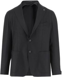Tagliatore - Single-Breasted Stretch Wool Jacket With Welt Pockets And Reverse Spear Collar - Lyst