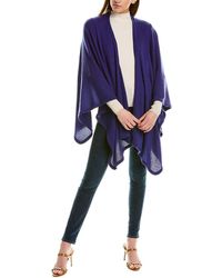 Nicole Miller Solid Cashmere Poncho Sweater - Blue