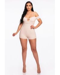 TRUEDAMES - Infinity Off-Shoulder Knitted Rompers - Lyst