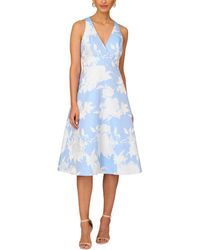 Aidan Mattox - V-neck Jacquard Midi Dress - Lyst