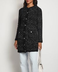 Chanel - Andtweed Long-line Cardigan With Buttons And Pocket Details - Lyst