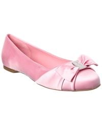 Ferragamo - Logo Leather Ballerina Flat - Lyst