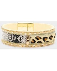 Fashnzfab - Snake Skin Leopard Pattern Faux Leather Magnetic Bracelet - Lyst