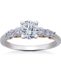 Pompeii3 - 1 1/4 Ct Diamond Lab Created Vintage Engagement Ring 14k White & Rose Gold - Lyst