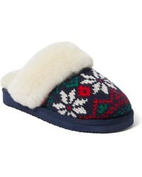 Dearfoams - Fireside By Sydney Holiday Fair Isle Genuine Shearling Scuff Slipper - Lyst