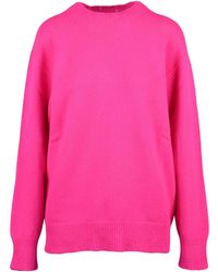 Amaranto - Oversized Crewneck Sweater With Ribbed Cuffs And Relaxed Fit - Lyst
