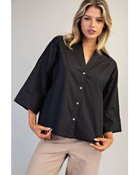 Eesome - Back Pleat Button Down Blouse Top - Lyst