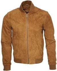 Infinity Leather - Varsity Soft Suede Bomber Jacket - Lyst