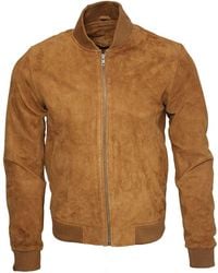 Infinity Leather - Varsity Soft Suede Bomber Jacket - Lyst