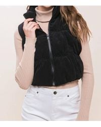 Love Tree - Corduroy Zip Up Puffer Vest With Pockets - Lyst