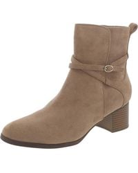 Anne Klein - Moore Bootie Sand Leather Block Heel Ankle Boots Lion339 - Lyst