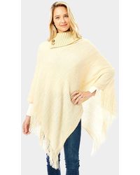 TRUEDAMES - Button Collar Pointed Knitted Foldover Neck Poncho - Lyst