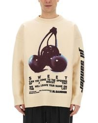 Jil Sander - Playful Wool Knit Sweater With Cherry Embroidery - Lyst