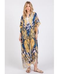 TRUEDAMES - Boho Print Open Front Long Kimono - Lyst