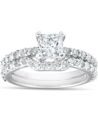 Pompeii3 2 Ct Princess Cut Diamond Engagement & Wedding Ring Set - Metallic