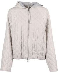 DUNO - Honeycomb Pattern Hooded Quilted Down Jacket - Lyst