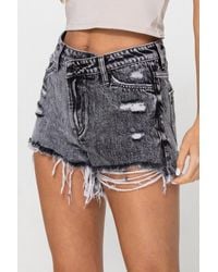 Flying Monkey - High Rise Asymmetical Distressed Shorts - Lyst