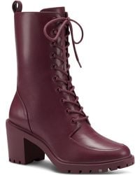 Alfani - Blaire Faux Leather Round Toe Combat & Lace-up Boots - Lyst