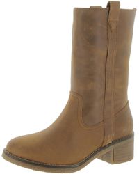 Steve Madden - Leather Stacked Heel Mid-calf Boots - Lyst
