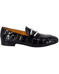 Madison Maison - Leather Croc Embossed Pearl Flat Loafer - Lyst