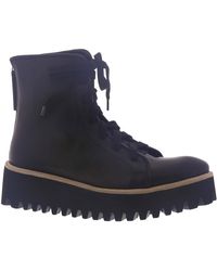 All Black - Leather Lug Ankle Boots - Lyst