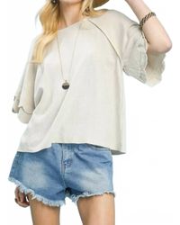 Umgee - Linen Blend Raglan Sleeve Top - Lyst