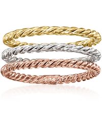 Ross-Simons - 18kt Tri-colored Gold Jewelry Set: 3 Rope-textured Rings - Lyst