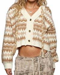 Pol - Array Of Chevron Pattern Hooded Sweater Cardigan - Lyst