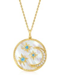 Ross-Simons - Mother-of-pearl And . White And Swiss Blue Topaz Moon And Stars Pendant Necklace - Lyst