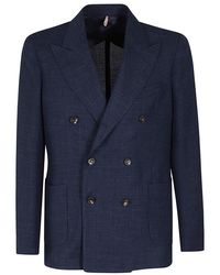 Santaniello - Double Breasted Slim Wool Linen Jacket - Lyst