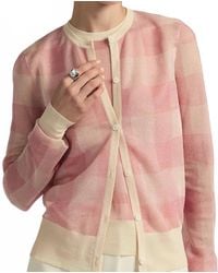 Lela Rose - Plaid Sheer Knit Cardigan - Lyst