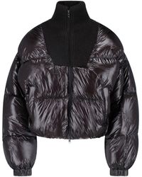 DIESEL - Cropped Puffer Jacket With Ribbed Knit Stand Collar - Lyst