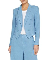 L'Agence - Wayne Crop Double Breast Linen Jacket - Lyst