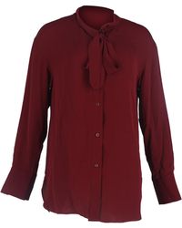 Theory - Ribbon Detail Buttoned Long Sleeve Blouse - Lyst