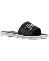 Juicy Couture - Faux Leather Rhinestones Slide Sandals - Lyst
