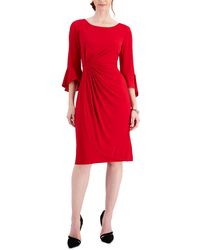 Connected Apparel - Petites Ruched Bell Sleeves Cocktail Dress - Lyst